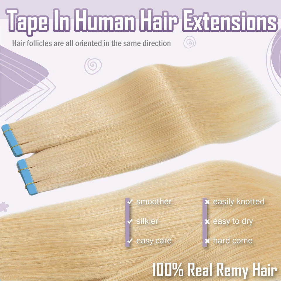 Cinta Adhesiva en Extensiones de Cabello Humano Remy Trama de Piel Balayage Ombre Resaltar Foto 3 de 4