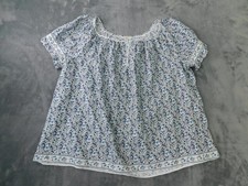 Max Studio Blouse Womens Large Blue Floral Pu...