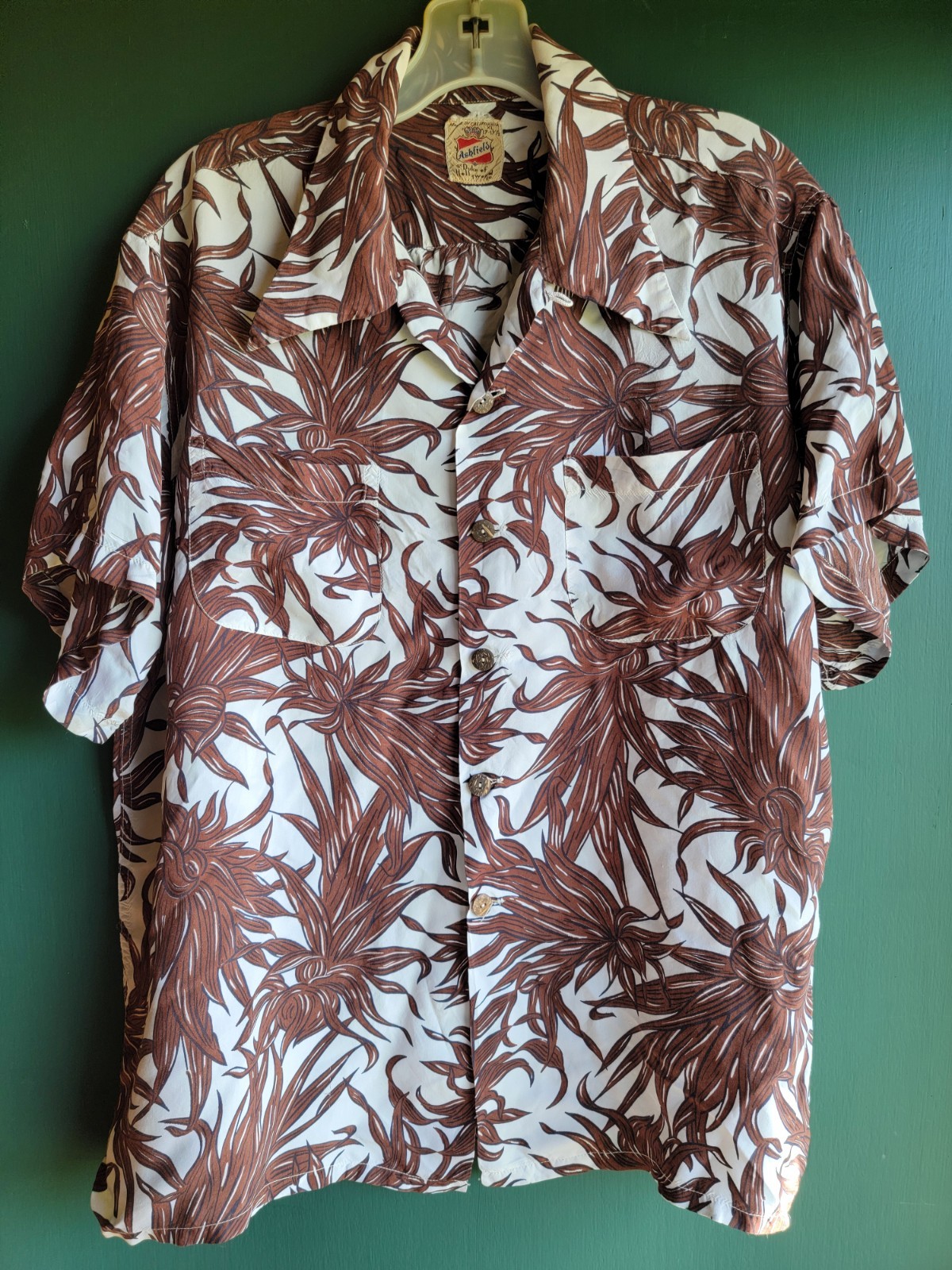 RARE XL Vtg 40s 50s DUKE Of HOLLYWOOD Ashfield Mens Hawaiian Shirt Rayon Floral image 5