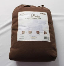 Lux Decor Collection Plain Breathable 4-PC Sheet Set WR4 Brown California King