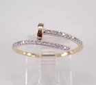 Women's Moissanite Ring Nail Wedding Ring 1CT Round Cut 14k Yellow Gold Plated