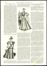 1896 Antique Print - FASHION Ladies Page Dresses Cloth Walking Cape (206)