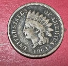 1863 US Copper Nickel Indian Head Cent! VG Details Civil War Days! Old Coin!