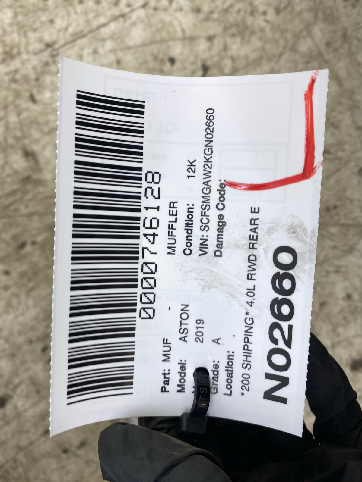2019 2020 2021 2022 2023 ASTON MARTIN VANTAGE 4.0L RWD REAR EXHUAST MUFFLER PIPE