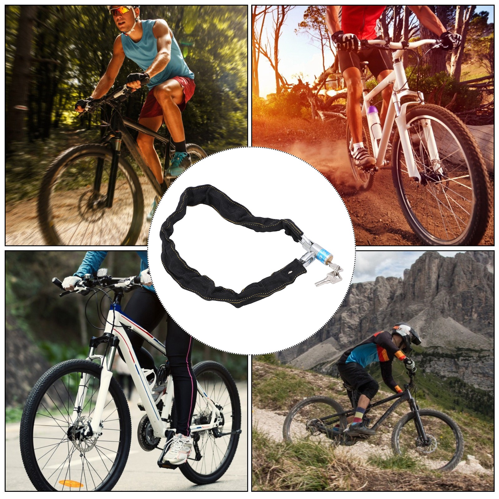 : Chain Lock Canvas Shell Security Bike Chain Lock With 2 Keys For.