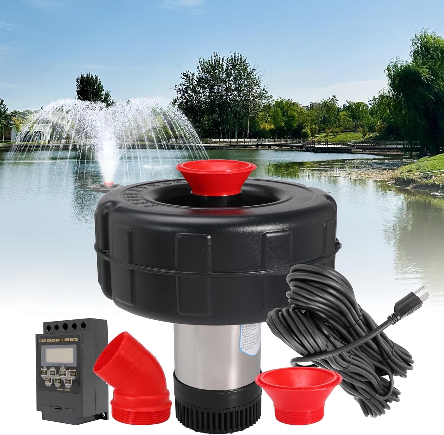 Pond Fountain Aerator,Floating Aerating Pond Fountain Pump 15000 GPH 120FT