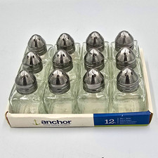 Anchor Hocking Clear Glass Salt & Pepper Shakers w/ Silver Toned Metal Lids 2oz