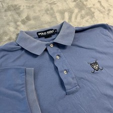 VTG Polo Golf Ralph Lauren Polo Shirt Mens M Blue Crest Logo Made USA Cotton