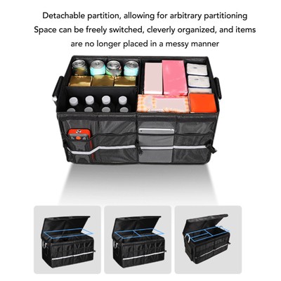  Trunk Organizer Large Capacity Multi Compartment Oxford Cloth Waterproof 55L