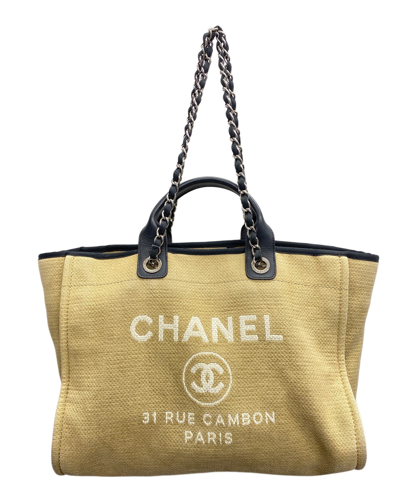 CHANEL classic quilted leather tote bag with chain strap