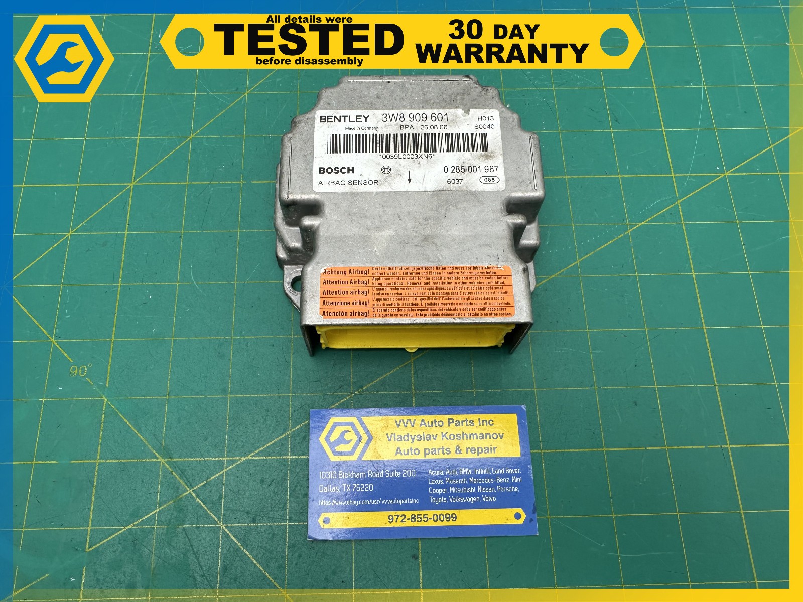 06-12 BENTLEY Flying Spur RESTRAINT DIAGNOSTIC COMPUTER MODULE SRS OEM