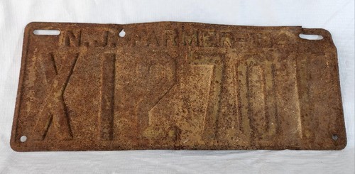 Vintage 1934 Farmer New Jersey NJ License Plate