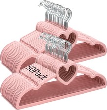 50 Pack Pink Velvet Hangers,Non-Slip Clothes Hangers,360 Degree Rotating Hook...