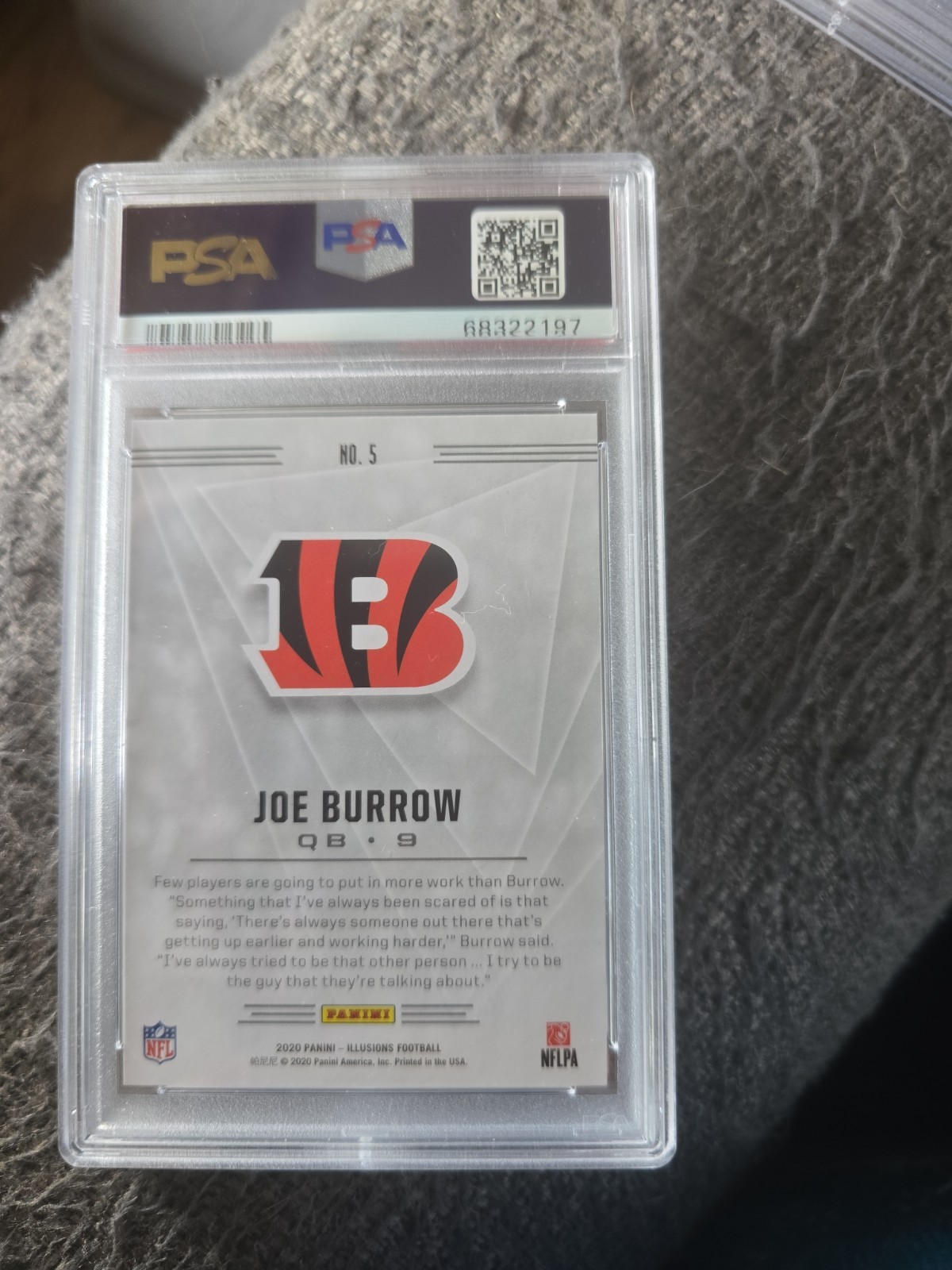 2020 Panini Illusions Joe Burrow PSA Gem Mint 10 view 2