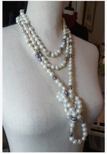 Authentic $475 Rare Alexis Bittar Triple Strand Pearls Crystals Necklace Gold Plated