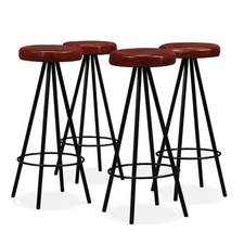 4x Tabouret de Bar Cuir Véritable et Acier Chaise Fauteuil de Bistrot vidaXL