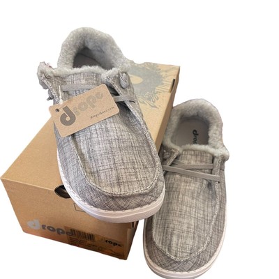 Drope Kate Winter Light Gray Fuzzy Lined Slip On Shoes Loafers Women's Size 8