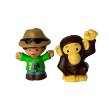 Little People Share and Care Safari Playset Tour Guide Man Figure & Monkey FHF35