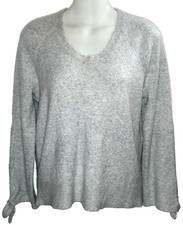 Loft Tie Sleeve Cozy Soft Light Gray Pullover Sweater Womens Small
