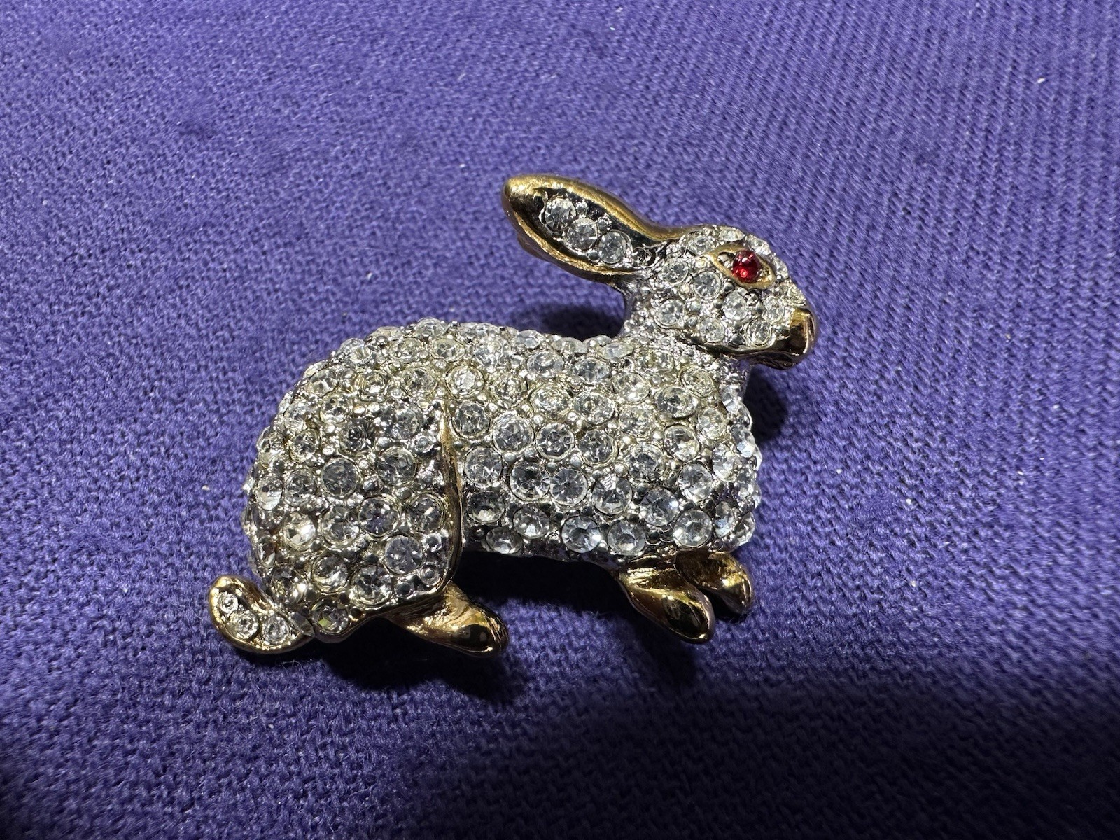 VTG KJL Kenneth Jay Lane Sparkling Bunny Rabbit E… - image 3