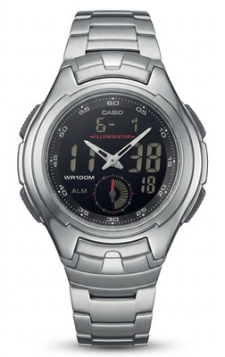 Casio Illuminator 3319 AQ-160 Analog/Digital Quartz 100m Alarm Silver 