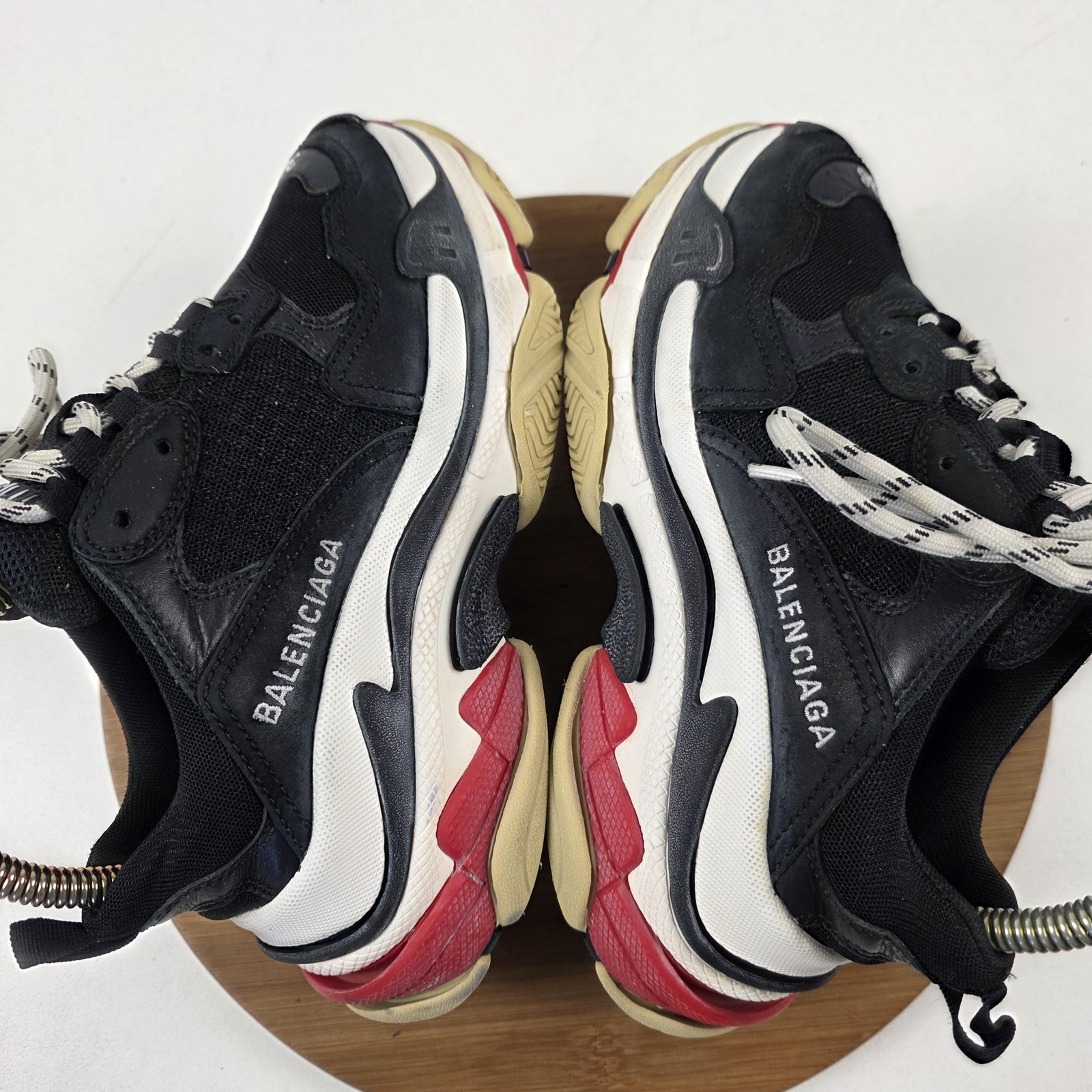 Balenciaga Triple S Shoes Womens Size 6 Black Leather Chunky Sneakers 524037 thumbnail 10