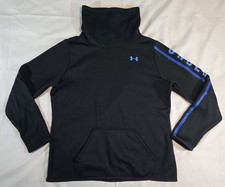 Under Armour ColdGear Kids Turtleneck Sweatshirt Black Blue Size Medium