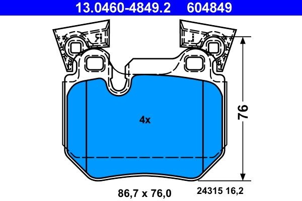 Bremsbelagsatz Scheibenbremse Hinten Ate 130460 48492 FüR BMW-image