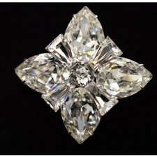 Vintage Crystal Pin Brooch Sparkling Austrian Prong Rhinestone Cluster 80s Bin1