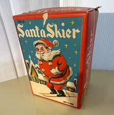 Vintage Wind-Up Tin Santa Skier Toy w/ Box 3010 Made in Japan