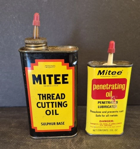 Vintage MITEE Thread Cutting Oil & Penetrating Oil cans. Lot of 2 John Sunshine