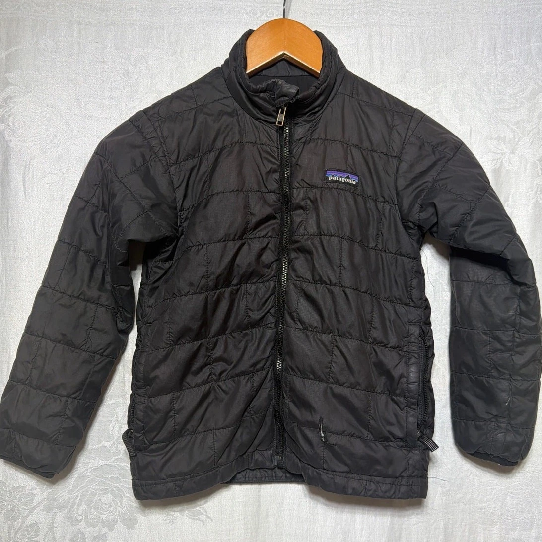 Patagonia Nano Puff Jacket XS KIDS 5 6 Black Primaloft Brick Quilt Insulated