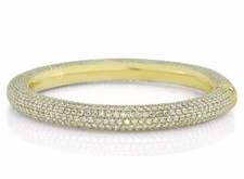 LARGE 18.85CT DIAMOND 18K YELLOW GOLD 3D MULTI ROW ETERNITY CUFF BANGLE BRACELET