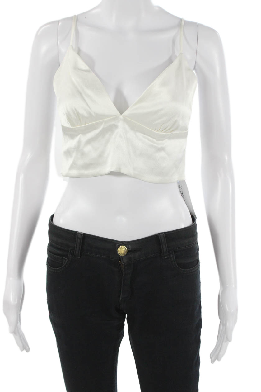 Zara Women Cropped V-Neck Camisole White Size LFree Shipping in US $100+ Orders | $6.95 Orders Below