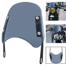5"-7" Round Headlight Motorcycle Smoke Windshield Windscreen Universal w/Bracket