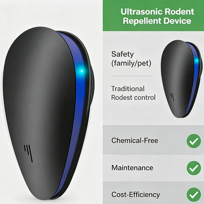 Ultrasonic Rodent Repellent Device Indoor Pest Control 24 Hours Protection