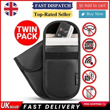 2x Car Key Signal Blocker Faraday Pouch Case - Fob Keyless RFID Blocking Cage