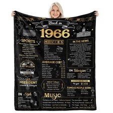 60x50 Inch 60th Birthday 1966 Wedding Anniversary Throw Blanket Women Idea