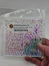 CBS 90 COE Cyan/Copper dichroic glass on Granite Ripple Clear - 4 x 4