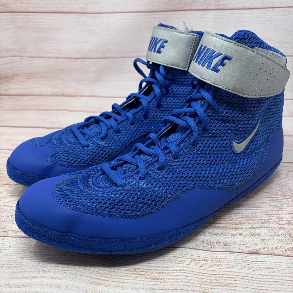 Nike Men 10 Inflict 3 LE 2001 Game Royal Silver Boxing Wrestling Shoe 325256-401 Nike Inflict 3 Men Sz 13 Black Silver Wrestling Shoes 325256  main image 4
