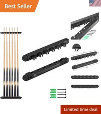 Moyan Wall Mounted Pool Cue Rack - Holds 6 Cues, Lacquered Pine Black Finish