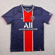 Paris Saint-Germain Soccer Jersey Mens Large Nike Blue Home PSG 2020/21 Dri-Fit