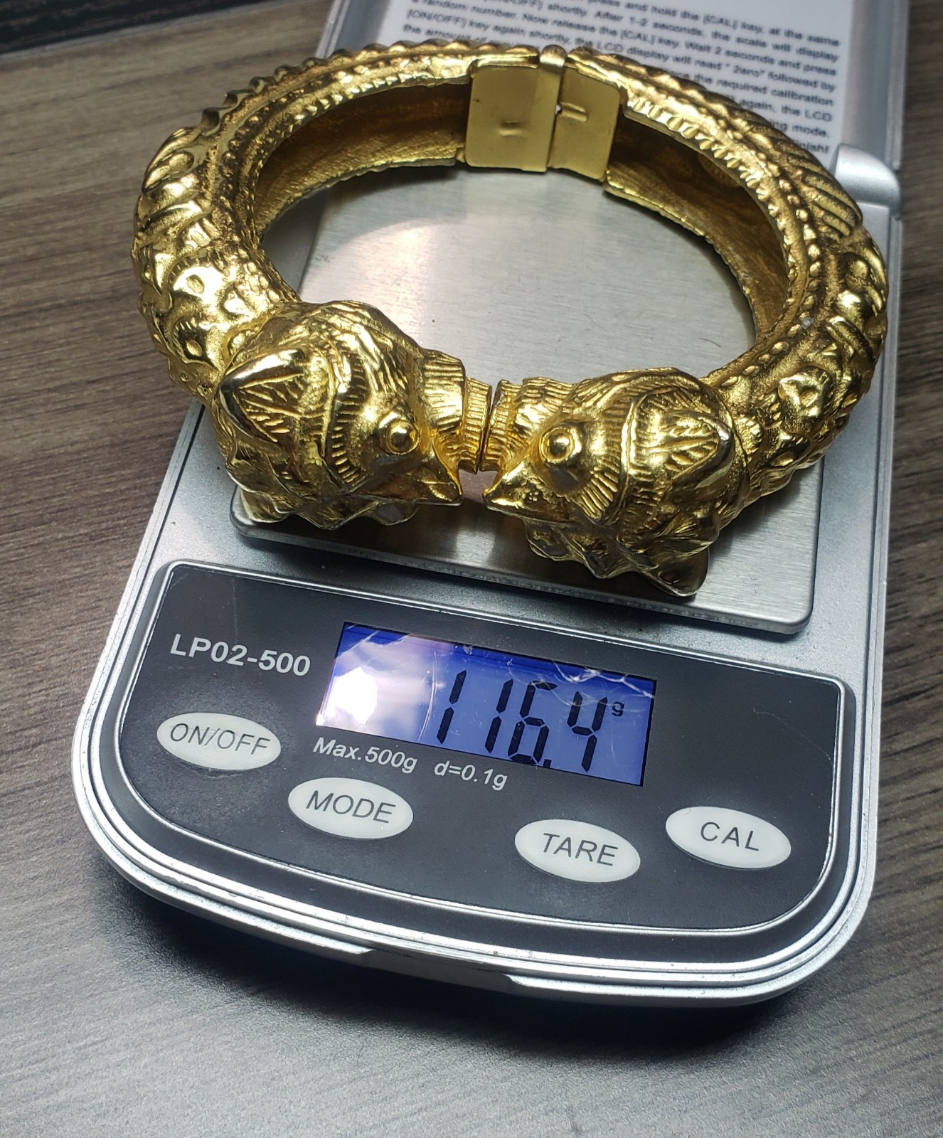 Kenneth Jay Lane Gold Tone Lion bangle bracelet V… - image 3