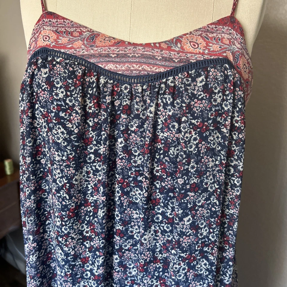 Maxi Vestido Boho Mujer Xhilaration Talla Grande Azul/Flor Estampado.  Foto 2 de 4