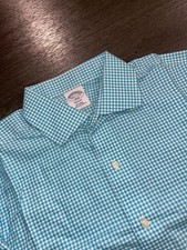 Brooks Brothers Men's Sz 16 1/2-2/3 Light Blue/ White Check "Regent" Button Up