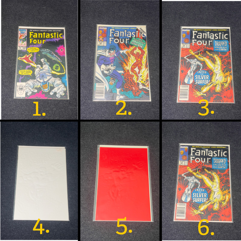 Fantastic Four Comic Lot 6 Marvel 297 322 325 371 Silver Surfer Embossed Cover