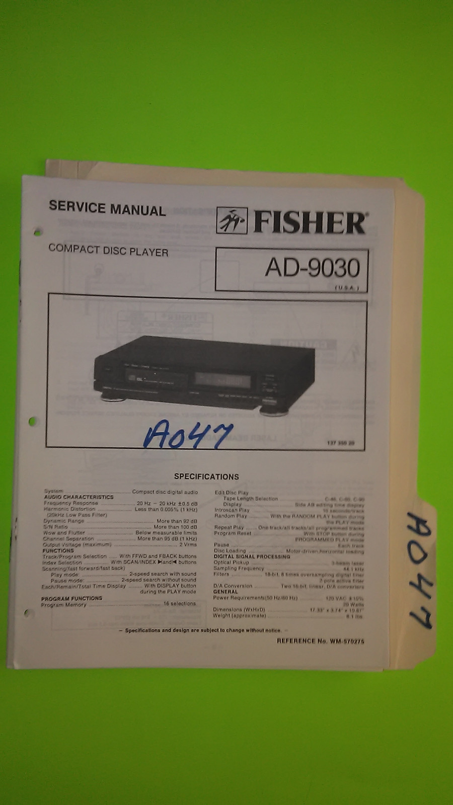 Sanyo ad-9030 service manual original repair book stereo cd player