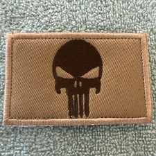 PUNISHER SKULL 2x3 Embroidered Morale Patch Hook Backing Brand New