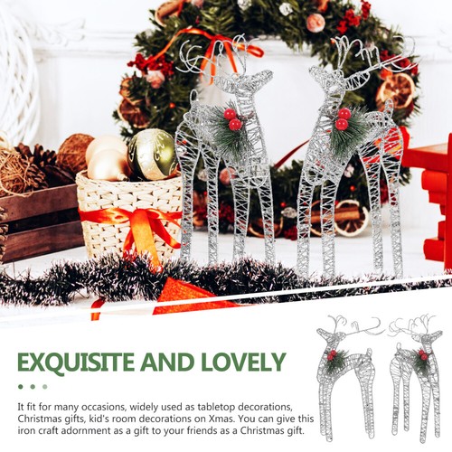 2 Pcs Rentier Skulptur Rentier Desktop Ornament Paar Rentier Ornament - Bild 8 von 12