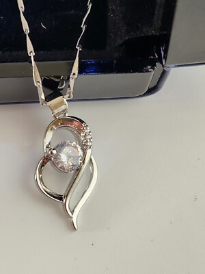 Wunderschöne Sterlingsilber 18'' geflochtene Herz Halskette mit 3 Diamanten und 1 großen CZ
